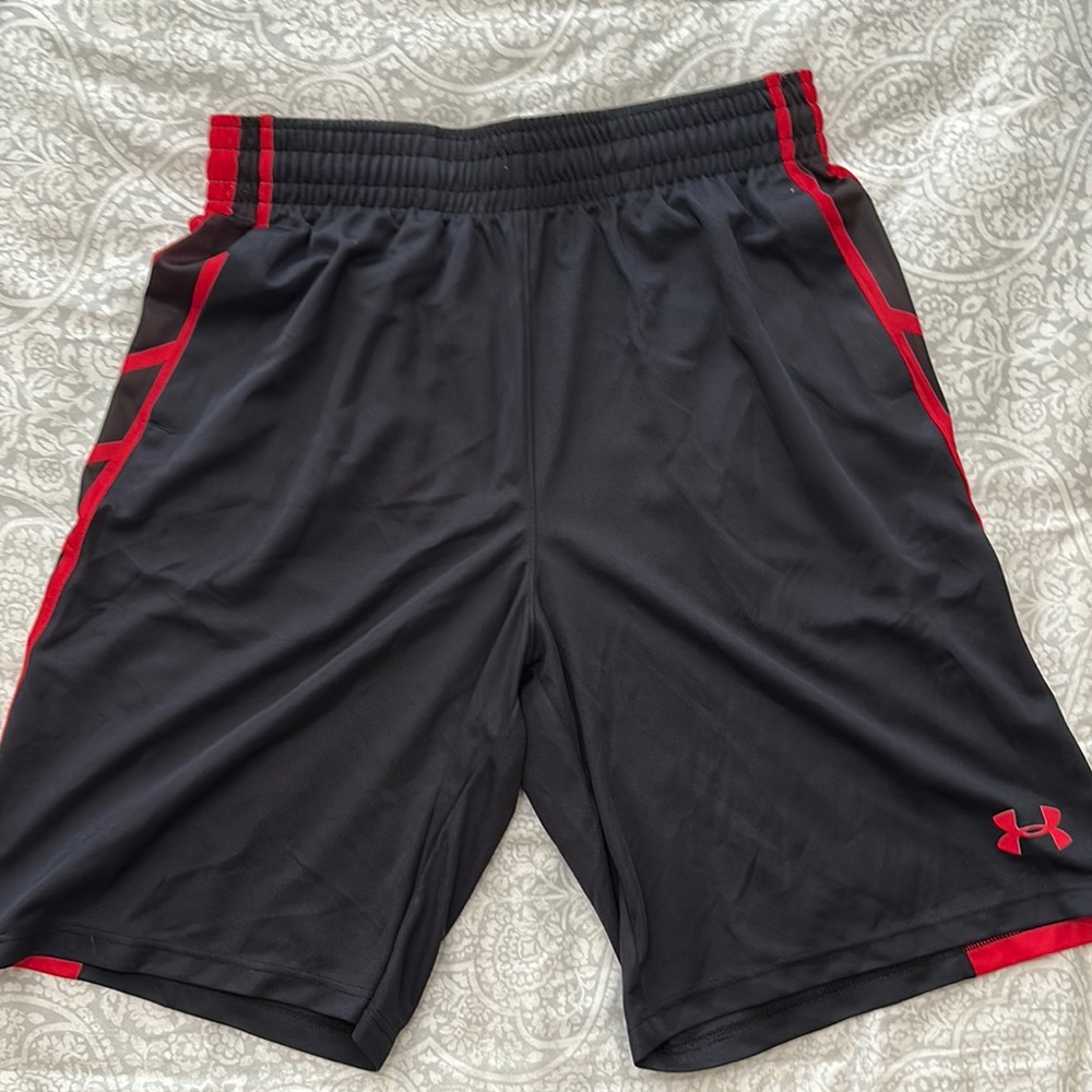 Under Armour Men's Black and Red Basketball Shorts